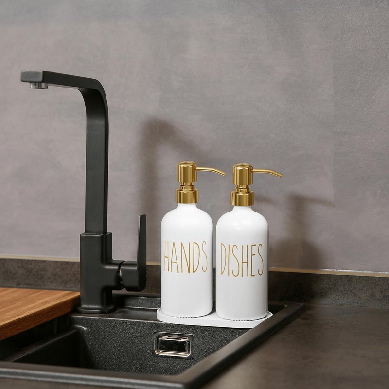 MOMEEMO Kitchen Soap Dispenser Set, Contains Dish and Hand Soap Dispenser, Suitable for Kitchen Counter Decor. (White) - Image 5